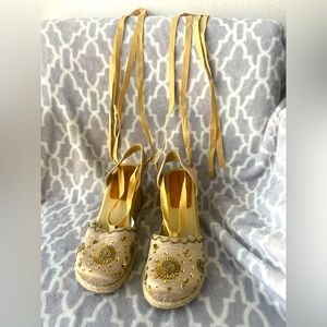 Skechers Ribbon Ankle Lace-Up Wedge Shoes Size 8